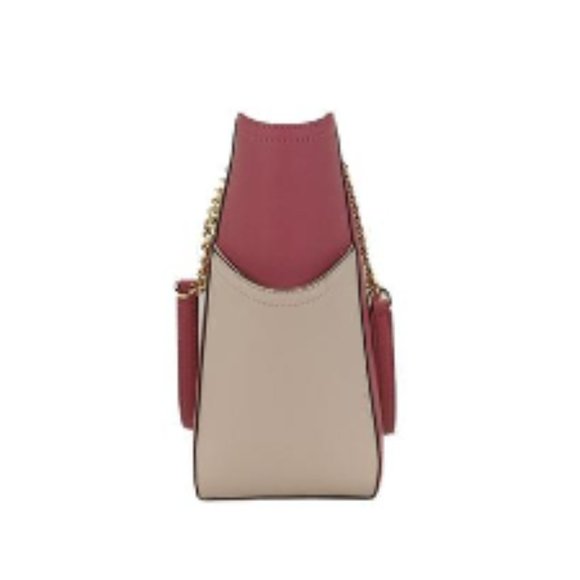 NWT Michael Kors Jet Set Leather Shoulder Bag Tote Pink Gold Chain Ivory Blush - Picture 15 of 16